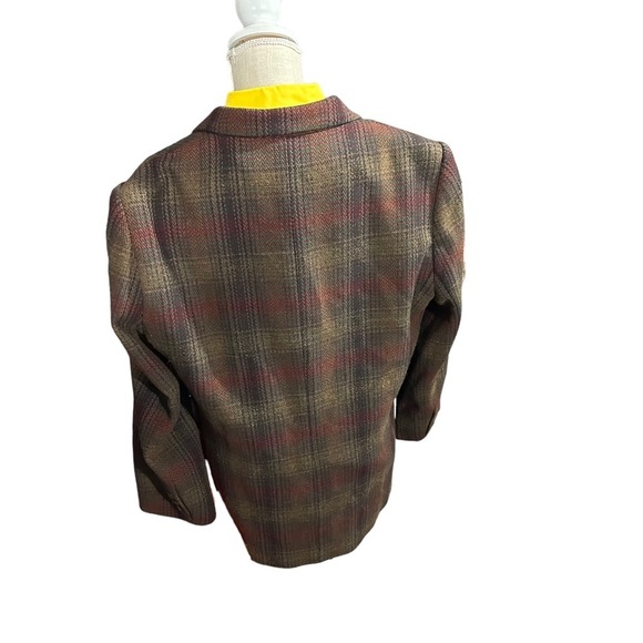 Vtg Eddie Bauer Earth-Toned 2 Button 100% Wool Tweed Blazer Sz LP Check Plaid - Picture 5 of 13